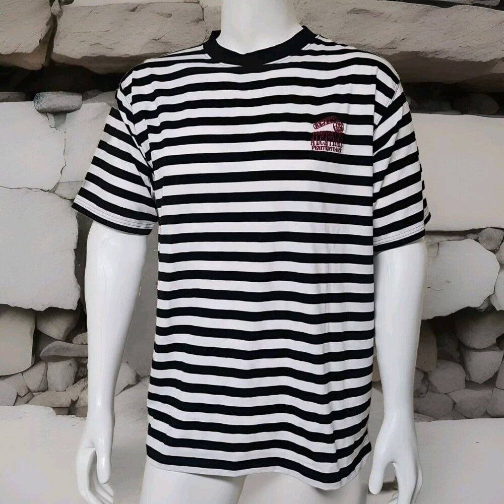 Vintage Alcatraz Prison Stripe T Shirt Adult Size 2XL Black San Francisco USA